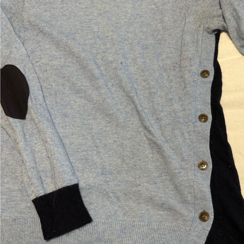 J.Crew Blue Elbow Patch Angora Sweater - Picture 3 of 9